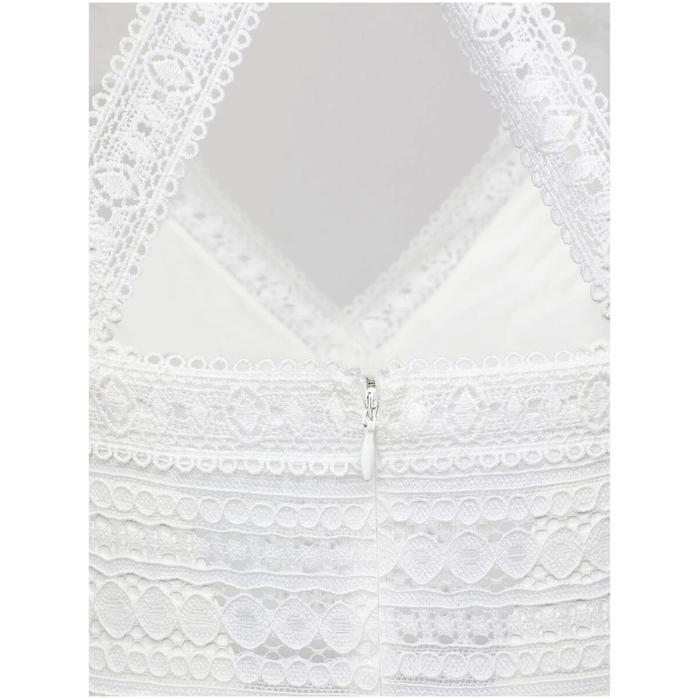 Boho White Lace Wide Leg Jumper Jumpsuit - Picture 4 of 5